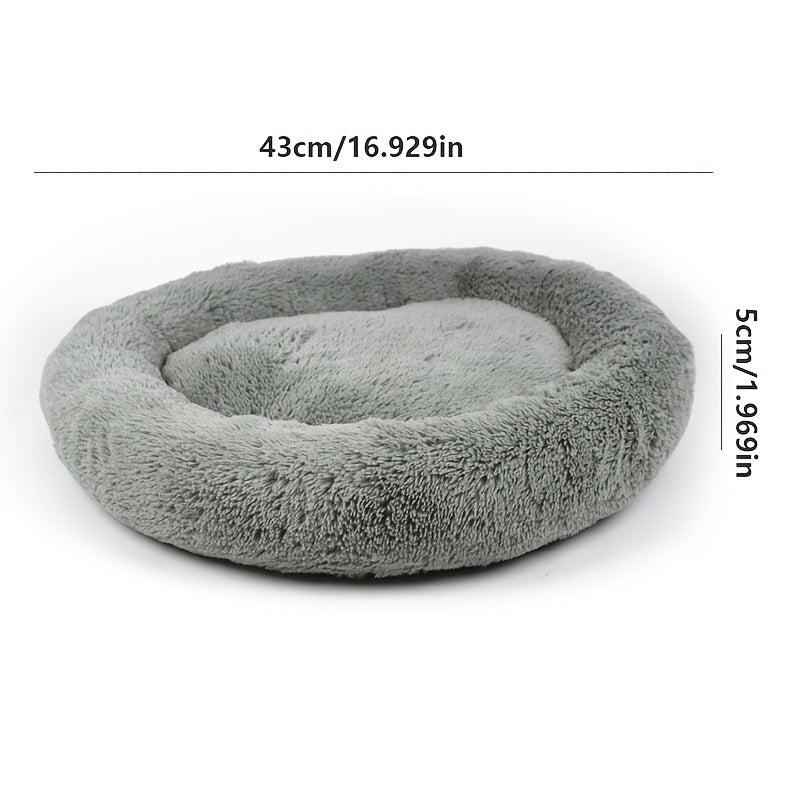 Thickened Velvet Donut Cat Bed - Warm Sleeping Bed for Indoor Cats