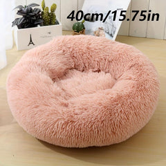 Thickened Velvet Donut Cat Bed - Warm Sleeping Bed for Indoor Cats