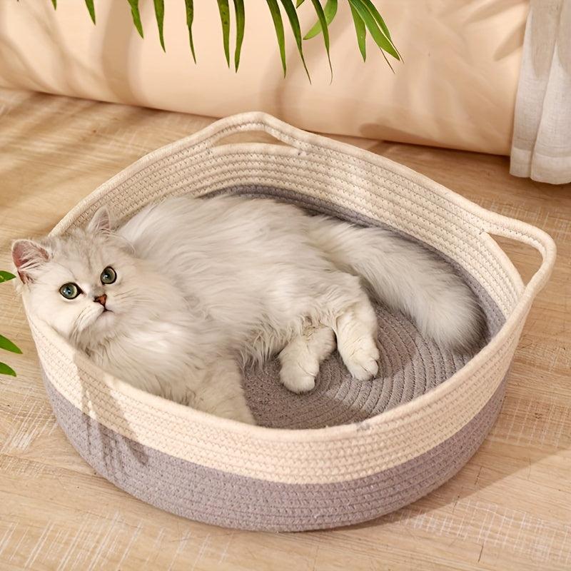 Hand Woven Cat Nest Winter Warm Cat Basket Four Seasons Universal Cat Bed