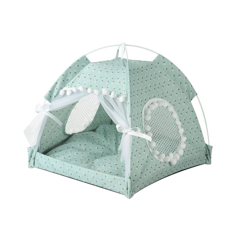 Flowers Printed Pet Tent Home Sand Indoor Folding Tent Portable Cat Bed