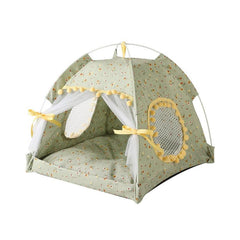 Flowers Printed Pet Tent Home Sand Indoor Folding Tent Portable Cat Bed