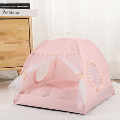 Flowers Printed Pet Tent Home Sand Indoor Folding Tent Portable Cat Bed