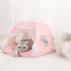Flowers Printed Pet Tent Home Sand Indoor Folding Tent Portable Cat Bed