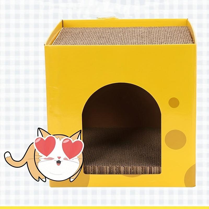 Cat Scratcher Cardboard House Cartoon Cheese Double Layer Cat House