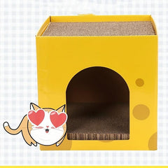 Cat Scratcher Cardboard House Cartoon Cheese Double Layer Cat House