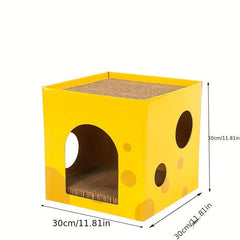 Cat Scratcher Cardboard House Cartoon Cheese Double Layer Cat House