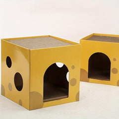Cat Scratcher Cardboard House Cartoon Cheese Double Layer Cat House