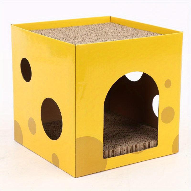 Cat Scratcher Cardboard House Cartoon Cheese Double Layer Cat House