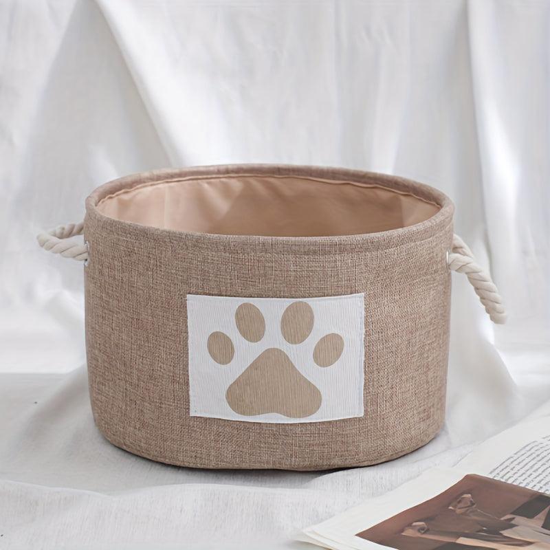 Foldable Pet Storage Basket Dog Toy Organizer Bucket With Handle