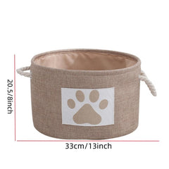 Foldable Pet Storage Basket Dog Toy Organizer Bucket With Handle