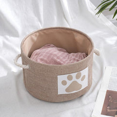 Foldable Pet Storage Basket Dog Toy Organizer Bucket With Handle
