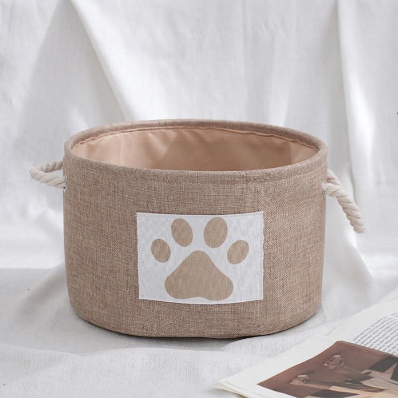 Foldable Pet Storage Basket Dog Toy Organizer Bucket With Handle