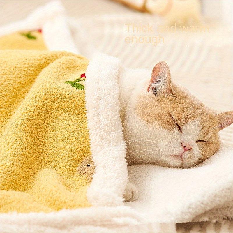 Plush Pet Bed Blanket for Cats and Small Dogs