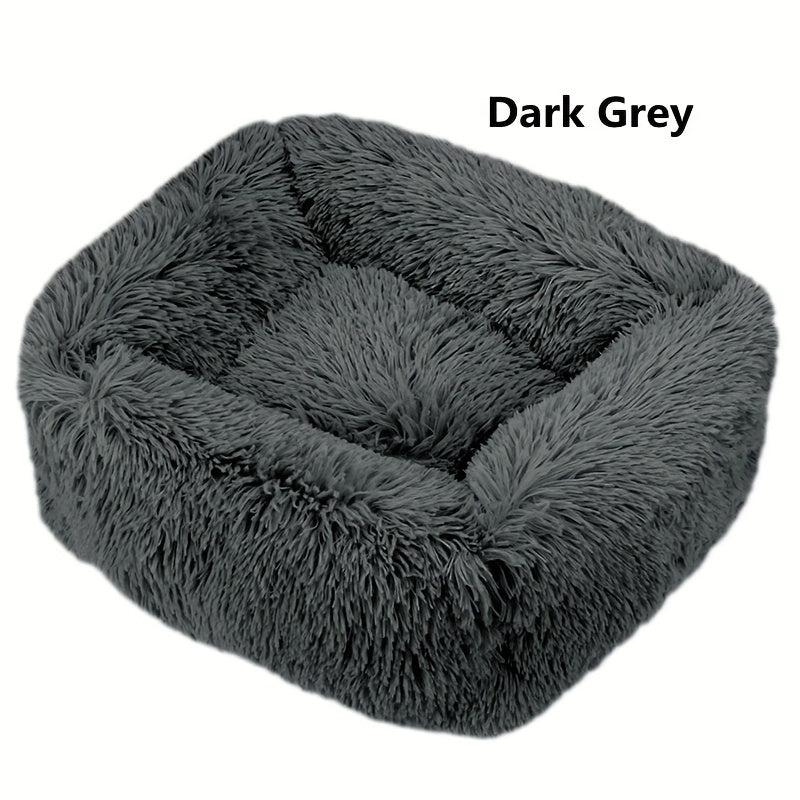 Long Plush Square Dog Bed for Little Medium Large Dog