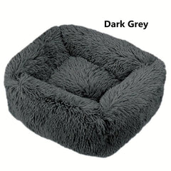 Long Plush Square Dog Bed for Little Medium Large Dog