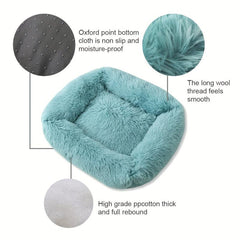 Long Plush Square Dog Bed for Little Medium Large Dog