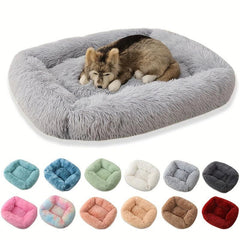 Long Plush Square Dog Bed for Little Medium Large Dog