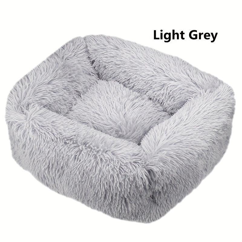 Long Plush Square Dog Bed for Little Medium Large Dog