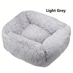 Long Plush Square Dog Bed for Little Medium Large Dog