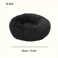 Plush Round Dog Bed Washable Plush Dog Cushion Warm Comfortable Pet Bed