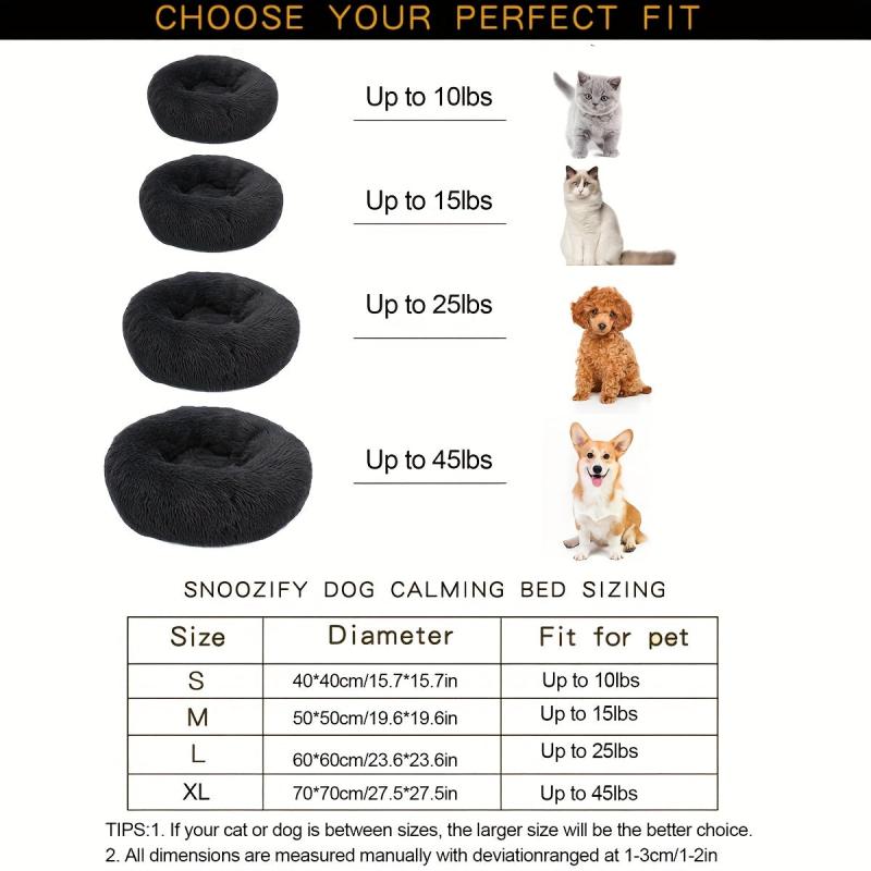 Plush Round Dog Bed Washable Plush Dog Cushion Warm Comfortable Pet Bed