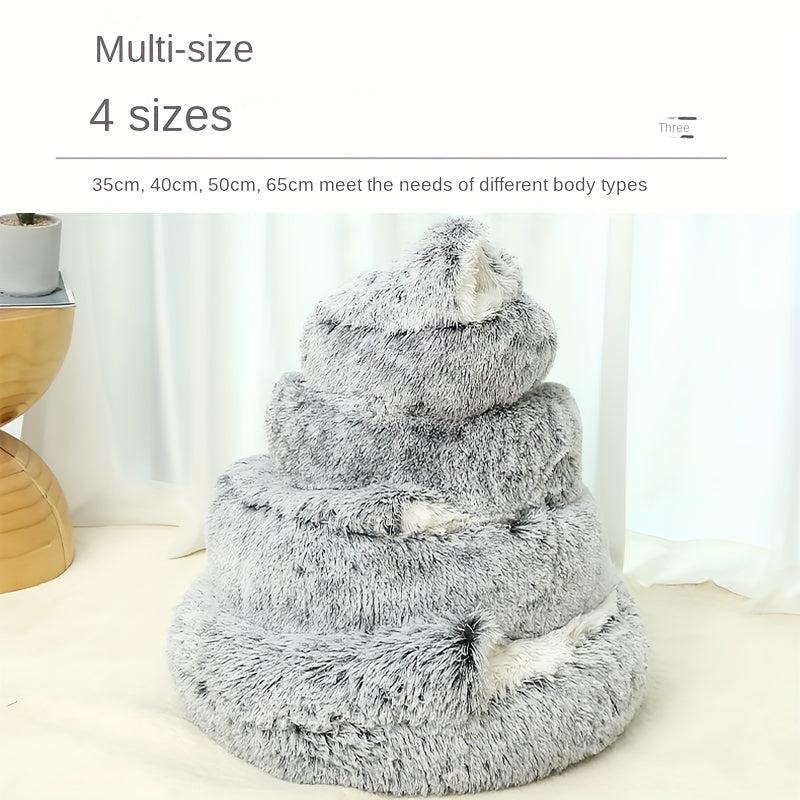 Soft Plush Cat Bed Cave With Hooded Thickened Pet Bed Semi enclosed Cat Nest