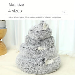 Soft Plush Cat Bed Cave With Hooded Thickened Pet Bed Semi enclosed Cat Nest