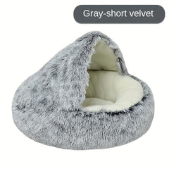 Soft Plush Cat Bed Cave With Hooded Thickened Pet Bed Semi enclosed Cat Nest