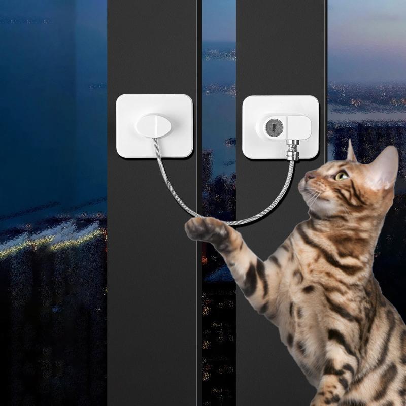 1pc Pet Safety Lock Cat Door Holder Latch High Floor Protective Equipment Lock