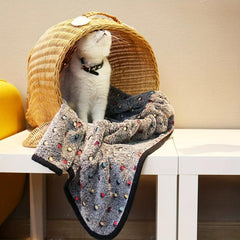 Soft Fleece Dot Print Pet Blanket Warm Blanket Sleep Mat Washable Cat Blanket