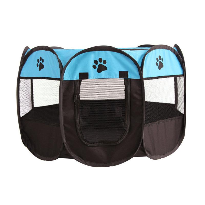 Foldable Pet Playpen with Mesh Window & Top Cover