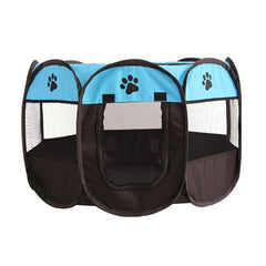 Foldable Pet Playpen with Mesh Window & Top Cover