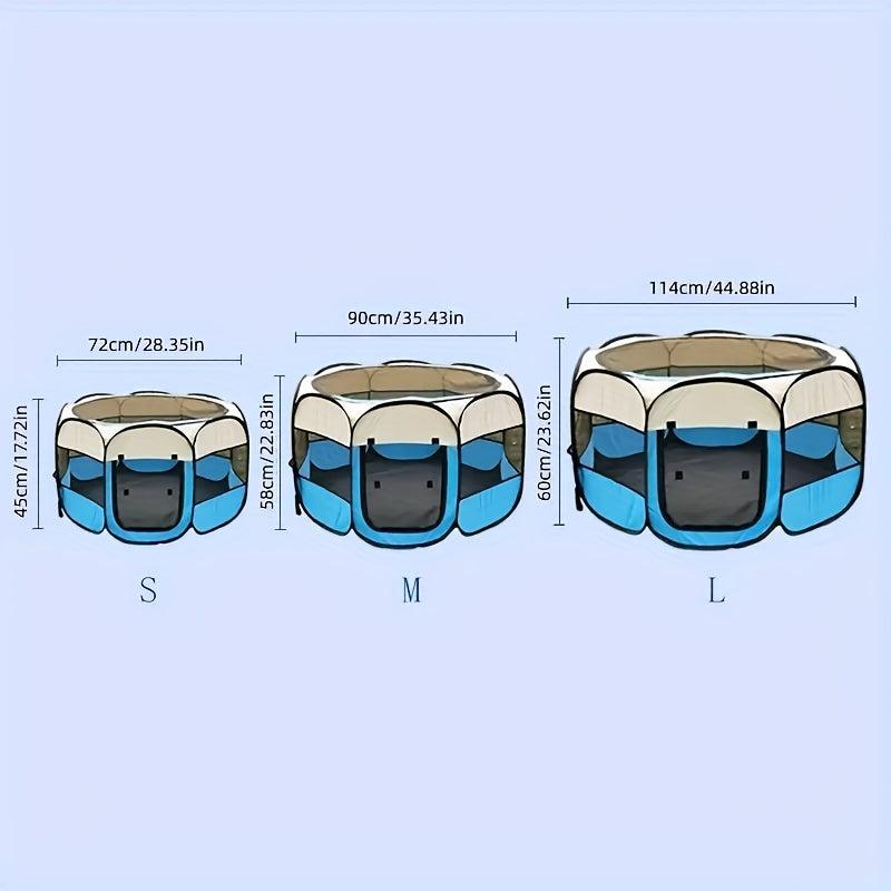 Foldable Pet Playpen with Mesh Window & Top Cover