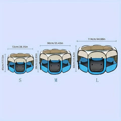 Foldable Pet Playpen with Mesh Window & Top Cover
