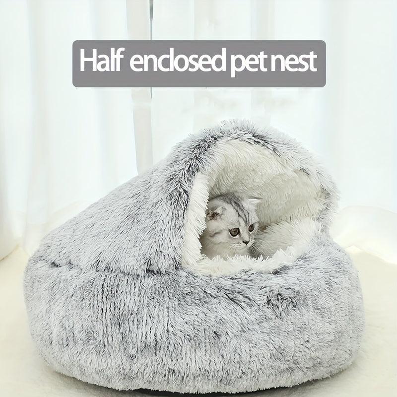 Soft Round Cat Nest Bed Warm Soft Cat Cushion