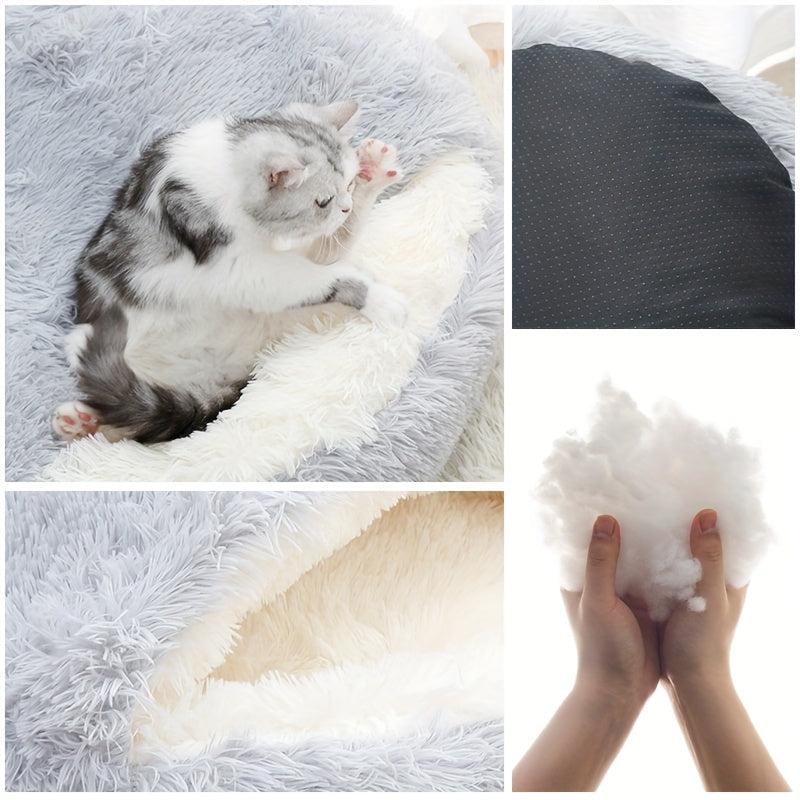 Round Fluffy Cat Bed Cat Cave Cat Tent Self Warming Indoor Cat Sleeping Bed