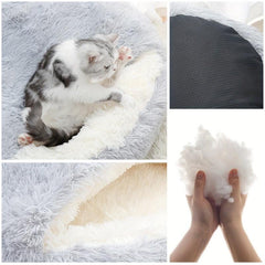 Round Fluffy Cat Bed Cat Cave Cat Tent Self Warming Indoor Cat Sleeping Bed