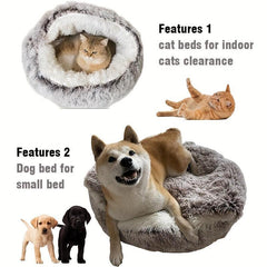 Round Fluffy Cat Bed Cat Cave Cat Tent Self Warming Indoor Cat Sleeping Bed
