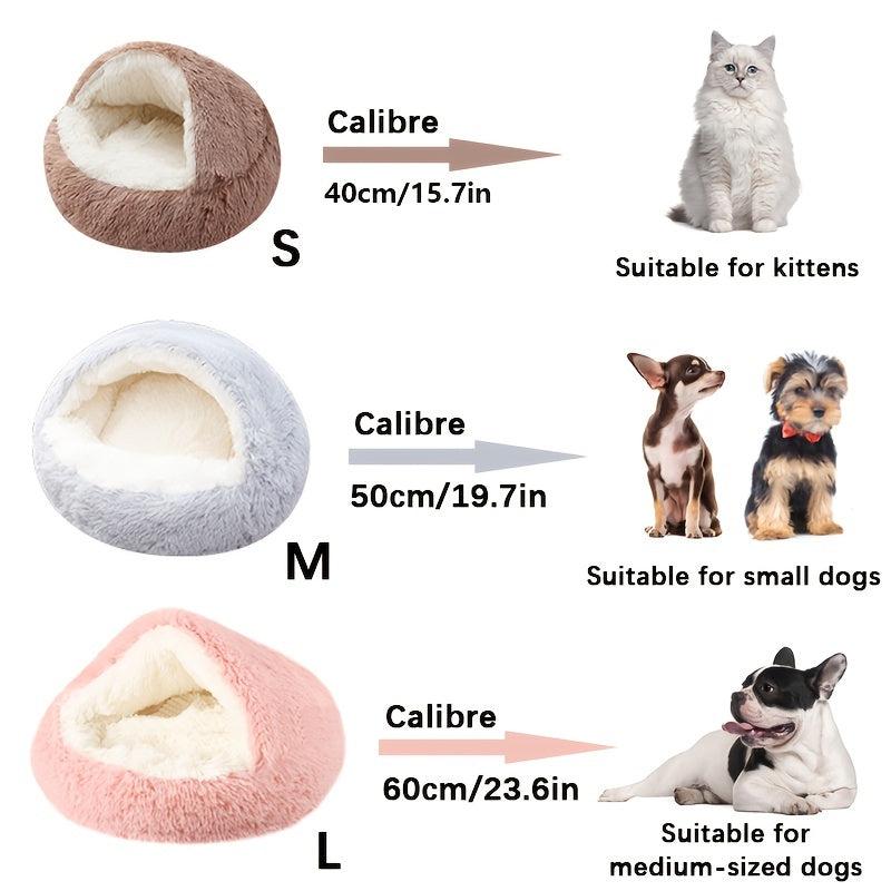 Round Fluffy Cat Bed Cat Cave Cat Tent Self Warming Indoor Cat Sleeping Bed