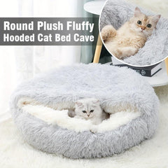 Round Fluffy Cat Bed Cat Cave Cat Tent Self Warming Indoor Cat Sleeping Bed