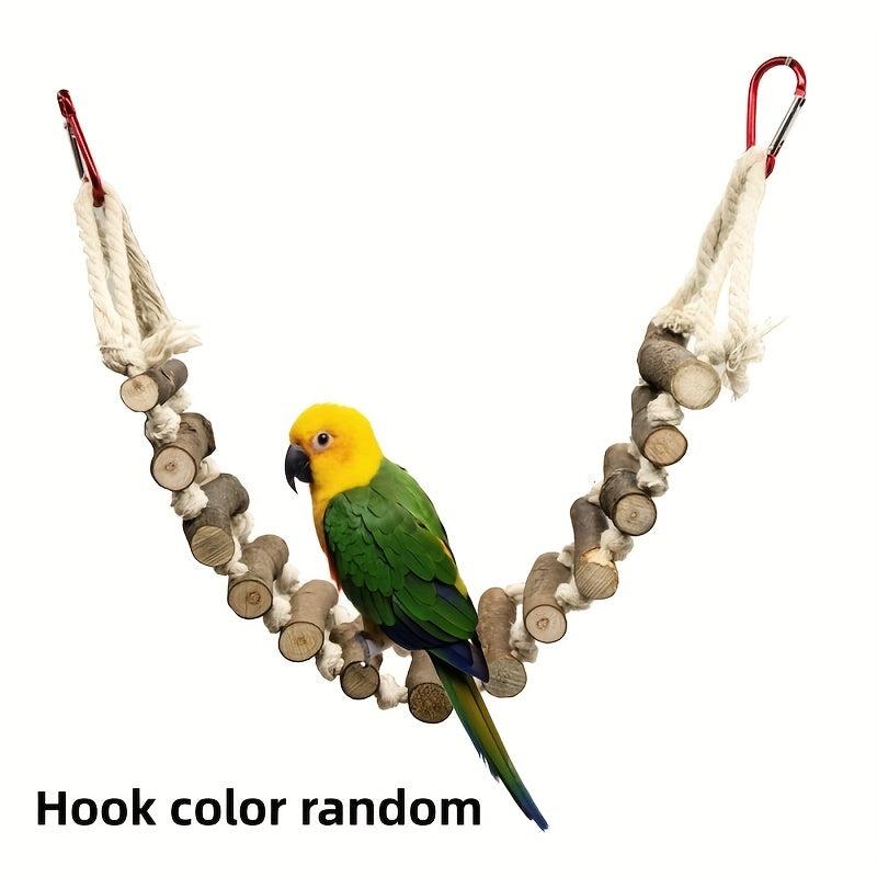 Interactive Wooden Rope Ladder for Birds