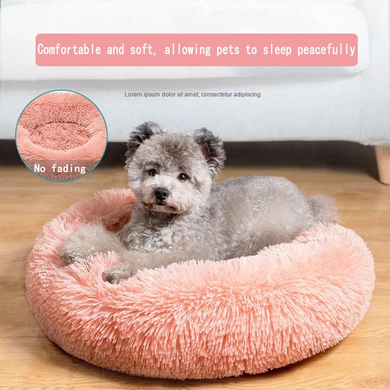 Cozy Plush Dog Bed - Warm Round Cushion Sofa for Indoor Pets