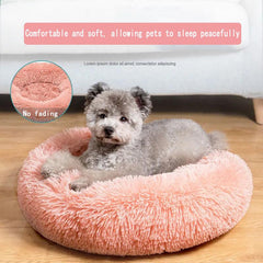 Cozy Plush Dog Bed - Warm Round Cushion Sofa for Indoor Pets