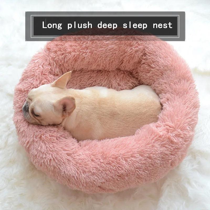 Cozy Plush Dog Bed - Warm Round Cushion Sofa for Indoor Pets