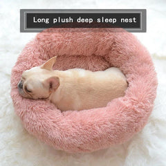 Cozy Plush Dog Bed - Warm Round Cushion Sofa for Indoor Pets