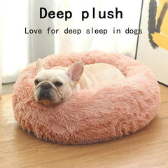 Cozy Plush Dog Bed - Warm Round Cushion Sofa for Indoor Pets