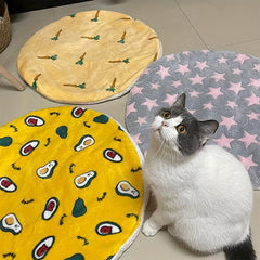 Cartoon Dog Pad Round Shape Warm Soft Sleeping