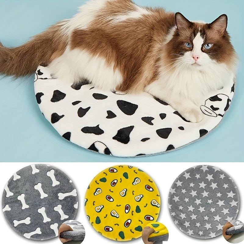 Cartoon Dog Pad Round Shape Warm Soft Sleeping