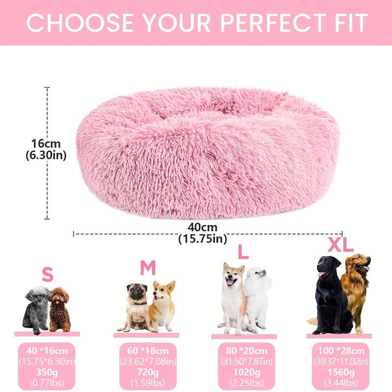 Soft Dog Bed Calming Donut Cuddler Cozy Pet Bed Cushion Washable Pet Nest
