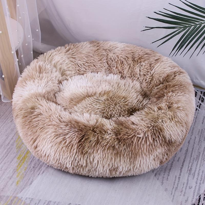 Colorful Fade Plush Pet Nest Mat Round Cat Nest